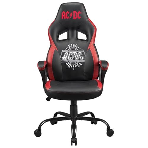 Subsonic AC/DC Gaming Stuhl oder Bürostuhl, AC DC Gamer Sessel für Jugendliche oder Erwachsene, bequemer Schaukelsitz, integrierte Kopfstütze und Armlehnen, ergonomisch geformte Rückenlehne Schwarz von SUBSONIC