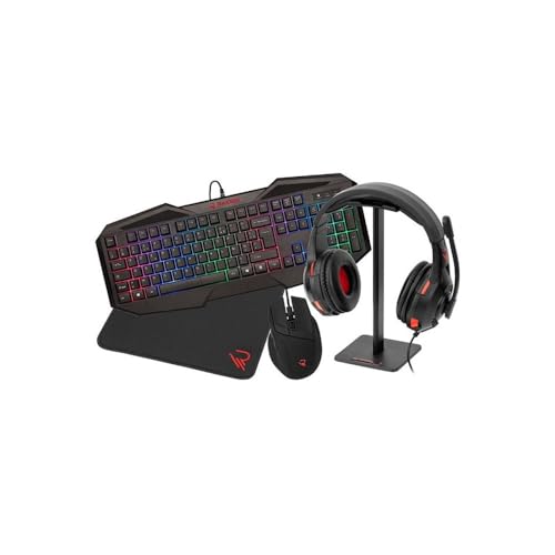 Raiden - 5 in 1 Gaming-Zubehör für PC - AZERTY-Tastatur - Maus - Matten - Gamer-Headset und Kopfhörerständer von SUBSONIC