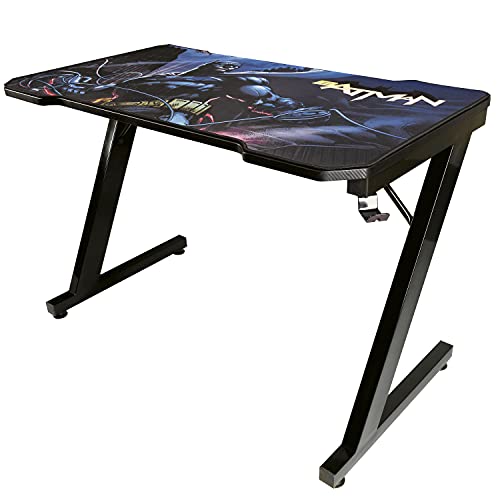 Subsonic Batman - Ergonomischer Gamer's Desk mit Carbon Finish und integriertem Mauspad Offizielle Lizenz PC Gaming von SUBSONIC