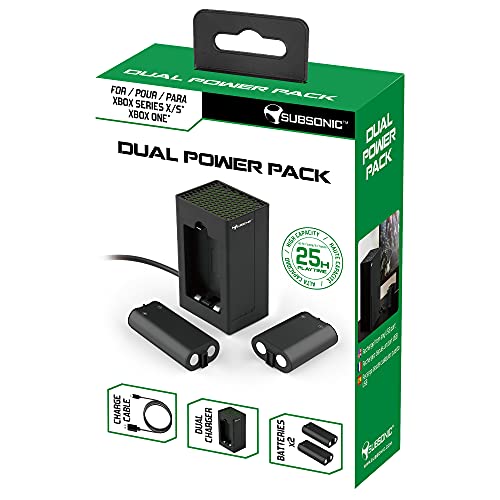 Subsonic - Dual Power Pack Ladekit - 2 Akkus, Ladegerät und Kabel für Xbox X/S Serie Controller von SUBSONIC