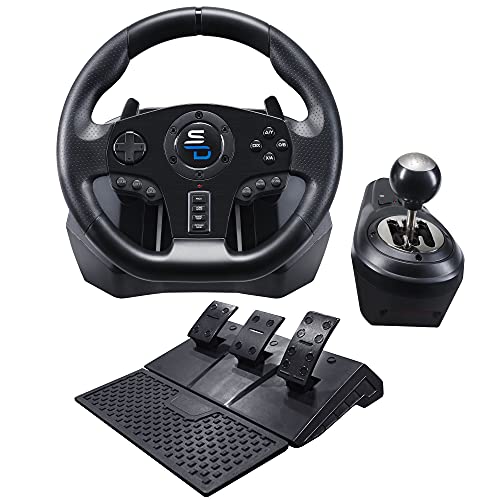 Subsonic- Gs850-X Rennlenkrad mit manuellem Schalthebel, 3 Pedalen, Schaltwippen für Xbox Series X/S, PS4, Xbox One (programmierbar für alle Spiele) von SUBSONIC