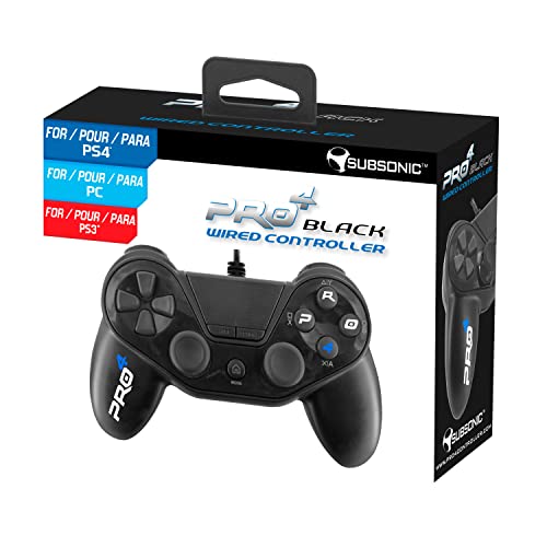 Subsonic Pro4 Wired Controller für Playstation 4 / PS4 Slim / PS4 Pro / Playstation 3 / PS3 Slim - schwarz von SUBSONIC