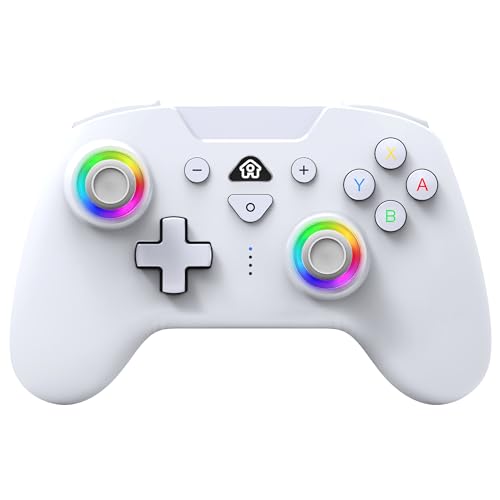 Subsonic – Wireless Controller für Switch und Switch Oled – Bluetooth drahtloser Controller mit LED, Vibration und 6-Achsen-Gyro - Weiß von SUBSONIC