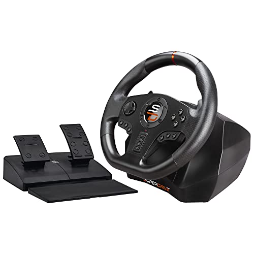 Superdrive - SV710 Rennlenkrad/lenkrad mit Fußpedalen, Schaltwippen und Vibration - PC-kompatibel (programmierbar für alle Spiele) von SUBSONIC