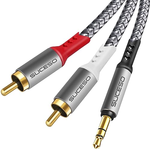 SUCESO Cinch auf Klinke Kabel 3,5mm Klinke auf 2 Chinch RCA Stecker 3.5mm Stereo Chinch Audio Kabel für HiFi-Systeme Lautsprecher MP3-Player TV PC Handy Heimkino Tablet Verstärker Soundbar usw - 2m von SUCESO