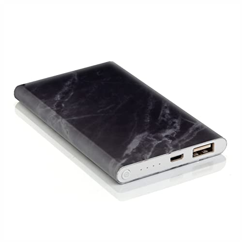 Suck UK Tragbare Powerbank Marmor USB iPhone Ladegerät 4000mAh Tragbares Ladegerät mit iPhone Ladekabel Deluxe Akku Pack für Handys/Tablets/Elektrische Geräte Schwarz von Good Design Works