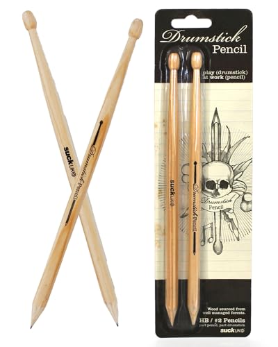 SUCK UK Drumstick-Bleistift (2er-Packung), Trommelstöcke, Schlagzeug, Schlagzeug Sticks, Bleistifte, Schreibwaren, Schreibzubehör, Stift, Stifte, Schreibtischspielzeug, Trommel von SUCK UK