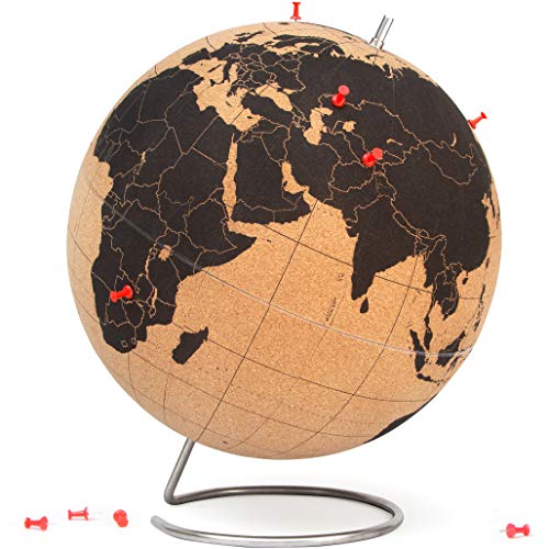 Suck UK, Korkglobus mit Pins, Globes of Earth für Home Office Zubehör, Korkglobus der Welt, Schreibtischdekoration für Home Office, Globus für Kinder, Weltkarte & Reisetagebuch, Schwarz XL von SUCK UK