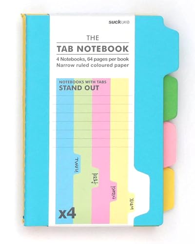 Suck UK A6 Notizbuch mit Registerkarten, Revision Planner Notizbuch mit Trennwänden, Schulbedarf & Bürozubehör, To-Do-Liste, Notizbuch oder Wochenplaner, 4 Stück, liniert, Notizblöcke, Farbe Suck UK A6 Notizbuch mit Registerkarten, Revision Planner Notizbuch mit Trennwänden, Schulbedarf & Bürozubehör, To-Do-Liste, Notizbuch oder Wochenplaner, 4 Stück, liniert, Notizblöcke, Farbe von SUCK UK