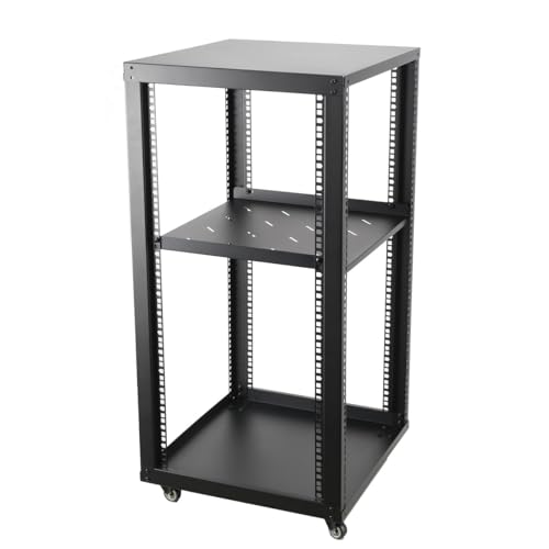 SUDEG 20 HE Mobiles Open Frame Serverrack,Server-Rack, Rack-Gehäuse 19 Zoll Netzwerk Rack mit Rädern, Rack für Computer/AV/Daten/IT Geräte von SUDEG