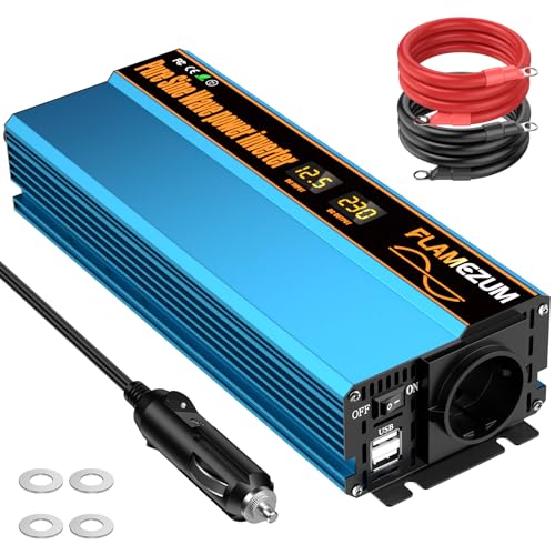 1000w Spannungswandler 12v Auf 230v Reiner Sinus Wechselrichter mit 1 EU-Steckdose und 2 USB Autoladegerät Power Solar Inverter DC AC Umwandler Stromwandler von SUDOKEJI