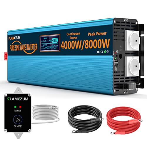 SUDOKEJI 4000w Spannungswandler 24v 230v Reiner Sinus Wechselrichter mit 2 EU-Steckdose und 2 USB, Autoladegerät Power Solar Inverter DC AC Umwandler Stromwandler von SUDOKEJI