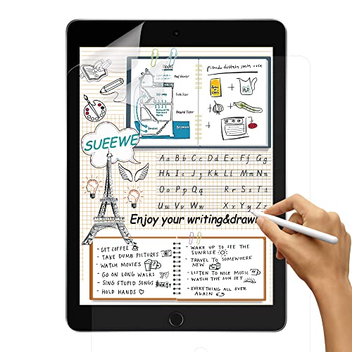 [2 Stück] Like Matt Paper Folie für 9,7" iPad 6./5. Generation(2018/2017), iPad Air 2/1, iPad Pro 9,7, [Blendfreiem] PET Papier Gefühl schutzfolie zum Zeichnen, Schreiben, Skizzieren von SUEEWE