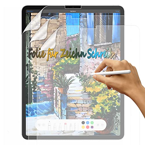 [3 Stück] Like Matte Papier Folie für iPad Pro 12,9 2022 M2/2021/2020/2018 (6./5./4./3. Generation), [Blendfreiem] PET Papier Gefühl Displayschutzfolie zum Zeichnen, Schreiben, Skizzieren von SUEEWE