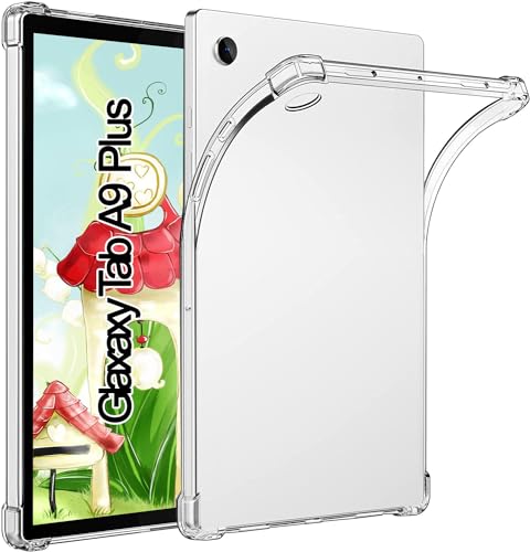 TPU Silikon Hülle für Samsung Galaxy Tab A9+ / A9 Plus 11 Zoll 2023 (SM-X210/X215/X216), Verstärkt Ecken TPU Bumper Rückenschutzhülle, [Stoßfest] [Kratzfest], Transparent von SUEEWE