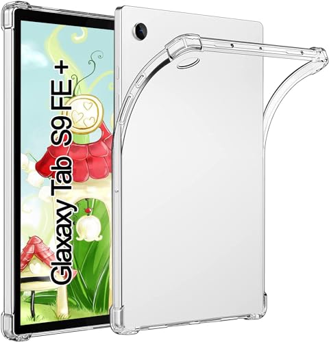 TPU Silikon Hülle für Samsung Galaxy Tab S9 FE+ Plus 12,4 Zoll (SM-X610/X616B), Nicht für Tab S9+ Plus (SM-X810/X816B/X818U), Verstärkt Ecken TPU Bumper Rückenschutzhülle, [Kratzfest], Klar von SUEEWE