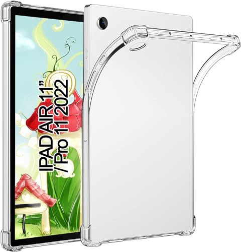 TPU Silikon Hülle für iPad Air 11" 2024 (A2902) & iPad Air 5./4. Generation & iPad Pro 11 (2022 M2/2021/2020), Verstärkt Ecken TPU Bumper Rückenschutzhülle, [Stoßfest] [Kratzfest], Transparent von SUEEWE