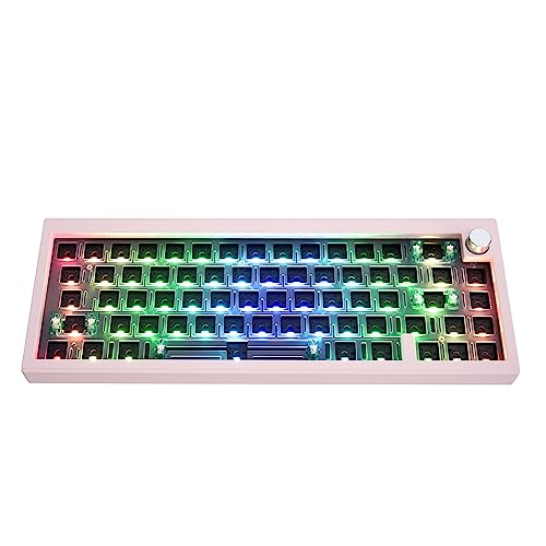 SUEHIODHY CIDOO V65 V2 Hot Swappable Mechanische Tastatur-Kit, 65% Dichtung, Aluminium-CNC-Gehäuse mit VIA programmierbarem Lautstärkeregler, Gaming-Tastatur für Win/Mac (Pink) von SUEHIODHY