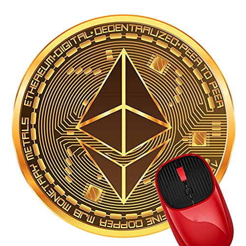 Mauspad ETH Crypto Currency Ethereum goldenes Symbol, Premium-Mauspad mit rutschfester Gummiunterseite, niedliches rundes Mousepad für Laptop, Computer, Büro, Schreibtisch, Zubehör, 20 cm von SUFPMP