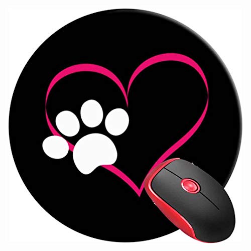 Mauspad I Love My Dog Paw Heart Rundes Mousepad Rutschfeste Gummibasis Mauspad für Laptop und Computer von SUFPMP
