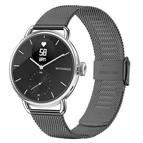 SUGARJAR 18MM Metall Armband Kompatibel mit Withings ScanWatch 38mm/ScanWatch 2 38mm/ScanWatch Light/Steel HR 36mm/Withings Move/Move ECG/Steel von SUGARJAR