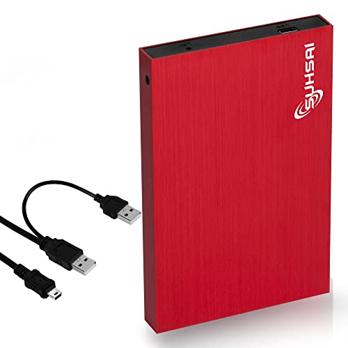 SUHSAI 160 GB Externe tragbare Festplatte 2,5 Zoll Speicher-/Sicherungslaufwerk mit USB 2.0-Speichererweiterungsfestplatte, Slim-Festplatte, kompatibel mit Mac, PC, Laptop, Desktop (Rot) von SUHSAI