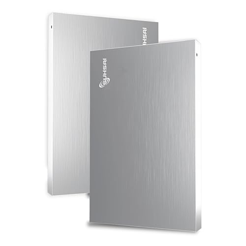 SUHSAI 500 GB Externe tragbare Festplatte 2,5 Zoll Speicher-/Sicherungslaufwerk mit USB 2.0-Speichererweiterungsfestplatte, Slim-Festplatte, kompatibel mit Mac, PC, Laptop, Desktop (Silber) von SUHSAI