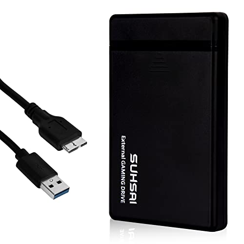 SUHSAI Externes Gaming-Laufwerk für Laptop, Desktop, PC, tragbare USB 3.0-Festplatte, Festplatte zur Erweiterung, Speicherung/Sicherung, Spiellaufwerk für Xbox, PS4, PS3, Konsolen(320 GB) von SUHSAI