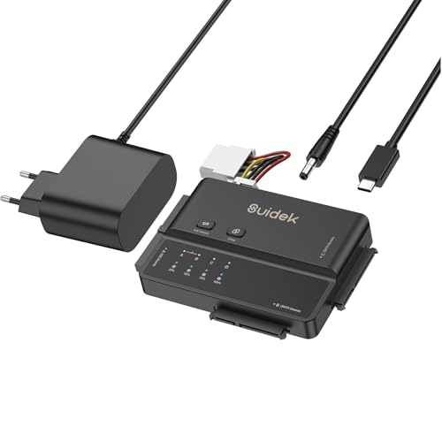 SUIDEK USB 3.0 auf IDE und SATA Adapter, Type-C Externer Festplattenleser Konverter mit 5 Gbps für 2,5"/3,5" SATA HDDs, SSDs und 3,5" IDE HDDs mit Offline Klonfunktion, Inklusive 12V/2A Netzteil SUIDEK USB 3.0 auf IDE und SATA Adapter, Type-C Externer Festplattenleser Konverter mit 5 Gbps für 2,5"/3,5" SATA HDDs, SSDs und 3,5" IDE HDDs mit Offline Klonfunktion, Inklusive 12V/2A Netzteil von SUIDEK