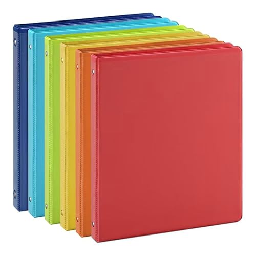 1,3 cm 3-Ringbuch mit 2 Innentaschen, 1,3 cm große Ordner für US-Briefgröße 21,6 x 27,9 cm für Büro/Zuhause/Schulanfang, 6 Stück (6 Farben sortiert) von SUIN
