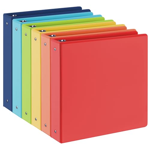 Premium 3-Ringbuch mit 2 Innentaschen, robuste Ordner für US-Briefgröße 21,6 x 27,9 cm – vielseitige Ordner für Büro, Zuhause und Schule, 6 Stück (weiß) (3,8 cm helle Farben) von SUIN