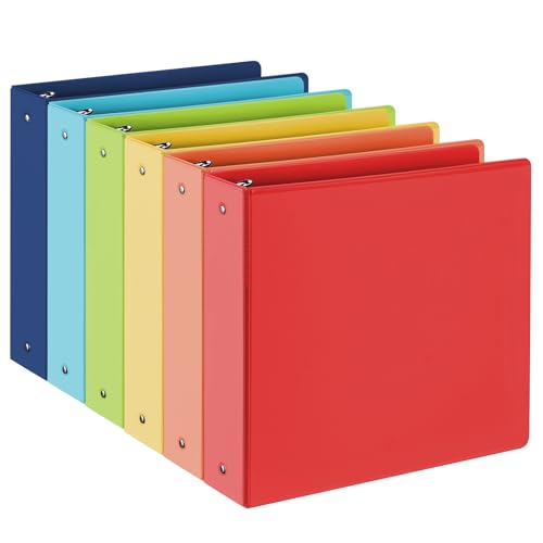 Premium 3-Ringbuch mit 2 Innentaschen, robuste Ordner für US-Briefgröße 21,6 x 27,9 cm – vielseitige Ordner für Büro, Zuhause und Schule, 6 Stück (weiß) (5,1 cm helle Farben) von SUIN