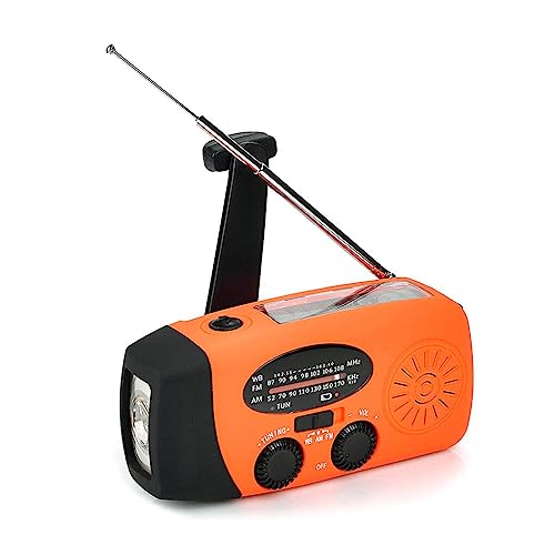 SUIOPPYUW Handkurbel Radio Teleskopantenne Frequenzempfänger USB wiederaufladbare wasserdichte LED Taschenlampe Haushalt Handy Ladegerät, Orange von SUIOPPYUW
