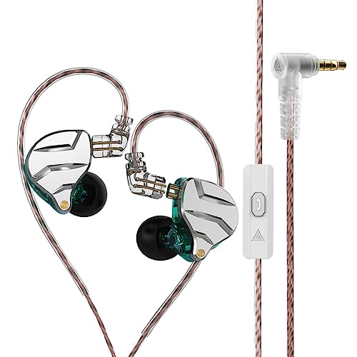 SUIOPPYUW In Ear Telefon Ohrhörer Kabelgebundener 3,5 mm Gaming Kopfhörer mit Geräuschunterdrückung, tragbares Musik Laufsport Headset mit Ohrkappen, Silber mit Mikrofon von SUIOPPYUW