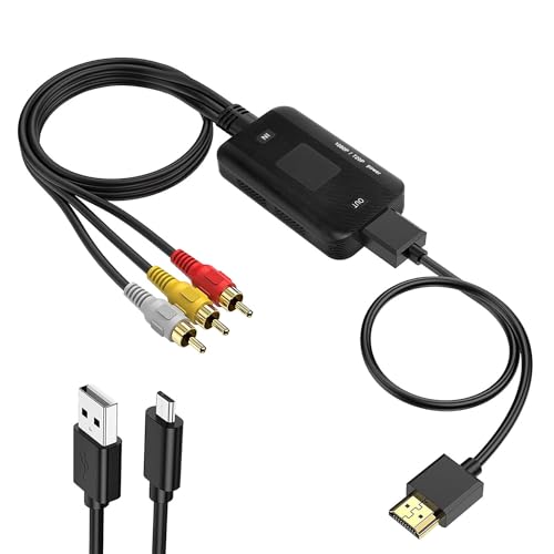 Cinch-zu-HDMI-Konverter, AV-zu-HDMI-Adapter, RCA auf HDMI-Verbundwerkstoff, Audio-Video-Konverter für PS1, PS2, PS3, STB, Xbox, VHS, VCR, Schwarz-Ray-DVD-Player von SUJAHHUJIQ