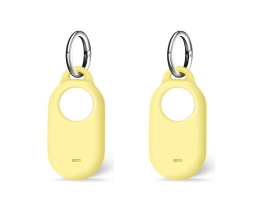 SUKADE 2 Stück Silikonhülle für Samsung SmartTag 2, Schutzhülle mit Schlüsselanhänger, stoßfestes und schmutzdichtes Design, sichere Passform für Samsung Galaxy Smart Tag2 (Gelb) von SUKADE