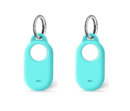 SUKADE 2 Stück Silikonhülle für Samsung SmartTag 2, Schutzhülle mit Schlüsselanhänger, stoßfestes und schmutzdichtes Design, sichere Passform für Samsung Galaxy Smart Tag2 (Hellblau) von SUKADE