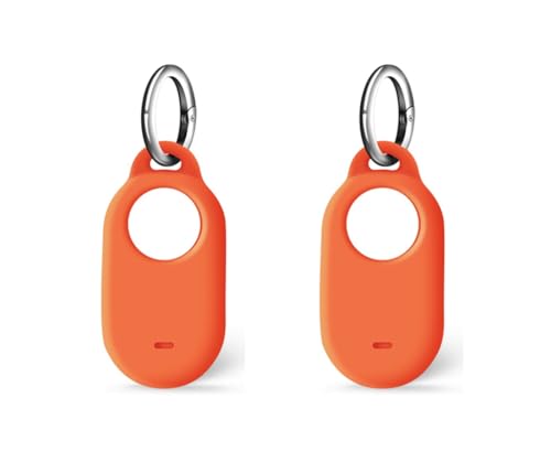 SUKADE 2 Stück Silikonhülle für Samsung SmartTag 2, Schutzhülle mit Schlüsselanhänger, stoßfestes und schmutzdichtes Design, sichere Passform für Samsung Galaxy Smart Tag2 (Orange) von SUKADE