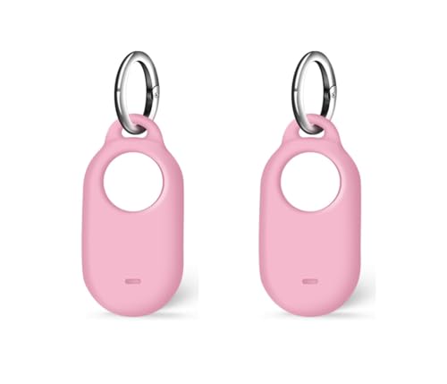 SUKADE 2 Stück Silikonhülle für Samsung SmartTag 2, Schutzhülle mit Schlüsselanhänger, stoßfestes und schmutzdichtes Design, sichere Passform für Samsung Galaxy Smart Tag2 (Rose) von SUKADE