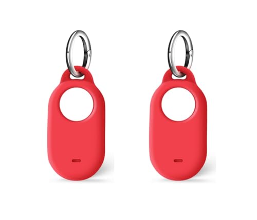 SUKADE 2 Stück Silikonhülle für Samsung SmartTag 2, Schutzhülle mit Schlüsselanhänger, stoßfestes und schmutzdichtes Design, sichere Passform für Samsung Galaxy Smart Tag2 (Rot) von SUKADE