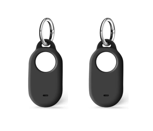 SUKADE 2 Stück Silikonhülle für Samsung SmartTag 2, Schutzhülle mit Schlüsselanhänger, stoßfestes und schmutzdichtes Design, sichere Passform für Samsung Galaxy Smart Tag2 (Schwarz) von SUKADE