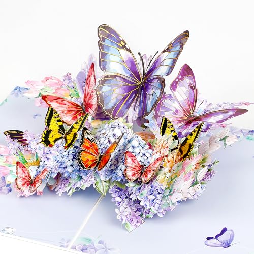 SULOLI 3D Schmetterling Pop-Up-Karte,Geburtstagskarte für Frau & Mutter,Glückwunschkarte zu Gute Besserung,Geldgeschenk,Hochzeit, Danke,Jahrestag(blau) von SULOLI