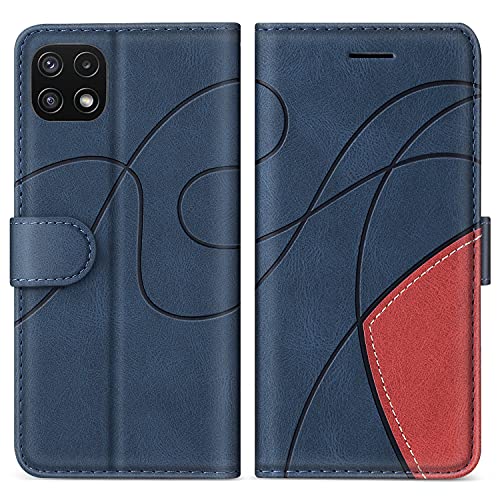 SUMIXON Hülle für Galaxy A22 5G, PU Leder Brieftasche Schutzhülle für Samsung Galaxy A22 5G, Kratzfestes Handyhülle mit Kartenfächern und Standfunktion, Blau von SUMIXON