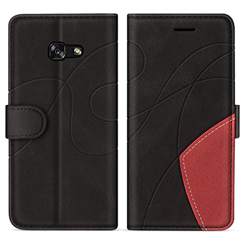 SUMIXON Hülle für Galaxy A3 2017, PU Leder Brieftasche Schutzhülle für Samsung Galaxy A3 2017, Kratzfestes Handyhülle mit Kartenfächern und Standfunktion, Schwarz von SUMIXON