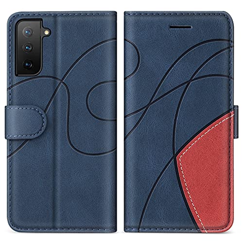 SUMIXON Hülle für Galaxy S21 FE, PU Leder Brieftasche Schutzhülle für Samsung Galaxy S21 FE, Kratzfestes Handyhülle mit Kartenfächern und Standfunktion, Blau von SUMIXON