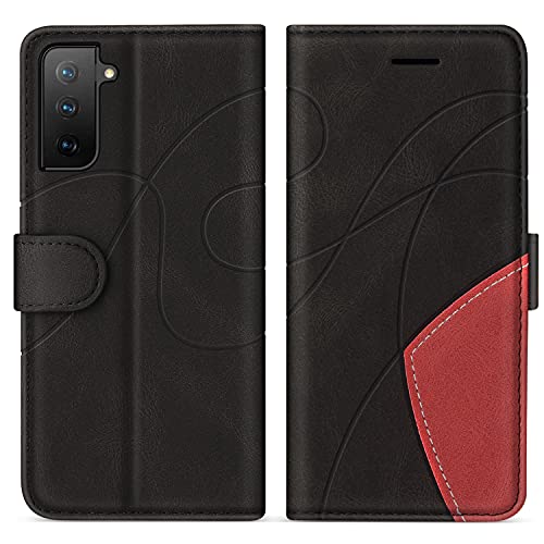 SUMIXON Hülle für Galaxy S21 FE, PU Leder Brieftasche Schutzhülle für Samsung Galaxy S21 FE, Kratzfestes Handyhülle mit Kartenfächern und Standfunktion, Schwarz von SUMIXON