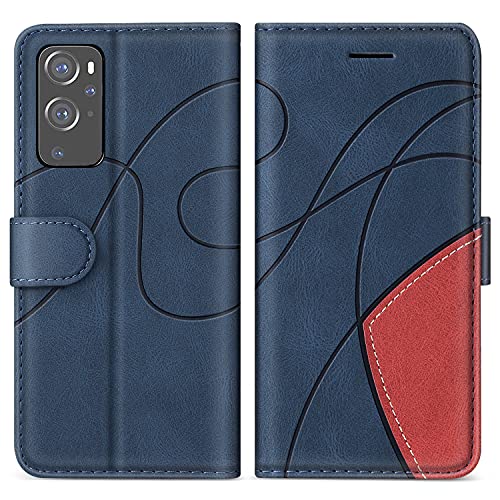 SUMIXON Hülle für OnePlus 9, PU Leder Brieftasche Schutzhülle für OnePlus 9, Kratzfestes Handyhülle mit Kartenfächern und Standfunktion, Blau von SUMIXON