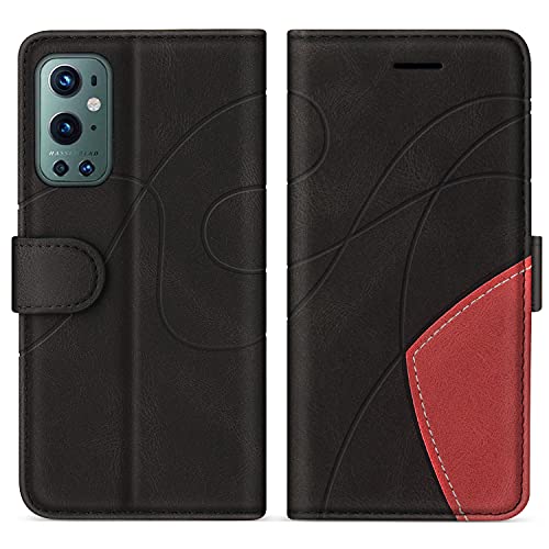 SUMIXON Hülle für OnePlus 9 Pro, PU Leder Brieftasche Schutzhülle für OnePlus 9 Pro, Kratzfestes Handyhülle mit Kartenfächern und Standfunktion, Schwarz von SUMIXON