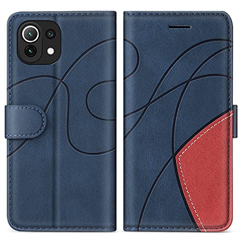 SUMIXON Hülle für Xiaomi MI 11 Lite, PU Leder Brieftasche Schutzhülle für Xiaomi MI 11 Lite, Kratzfestes Handyhülle mit Kartenfächern und Standfunktion, Blau von SUMIXON