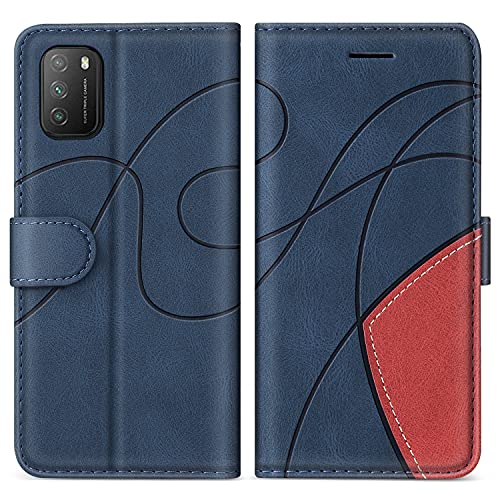 SUMIXON Hülle für Xiaomi Poco M3 / Redmi 9T, PU Leder Brieftasche Schutzhülle für Xiaomi Poco M3 / Redmi 9T, Kratzfestes Handyhülle mit Kartenfächern und Standfunktion, Blau von SUMIXON